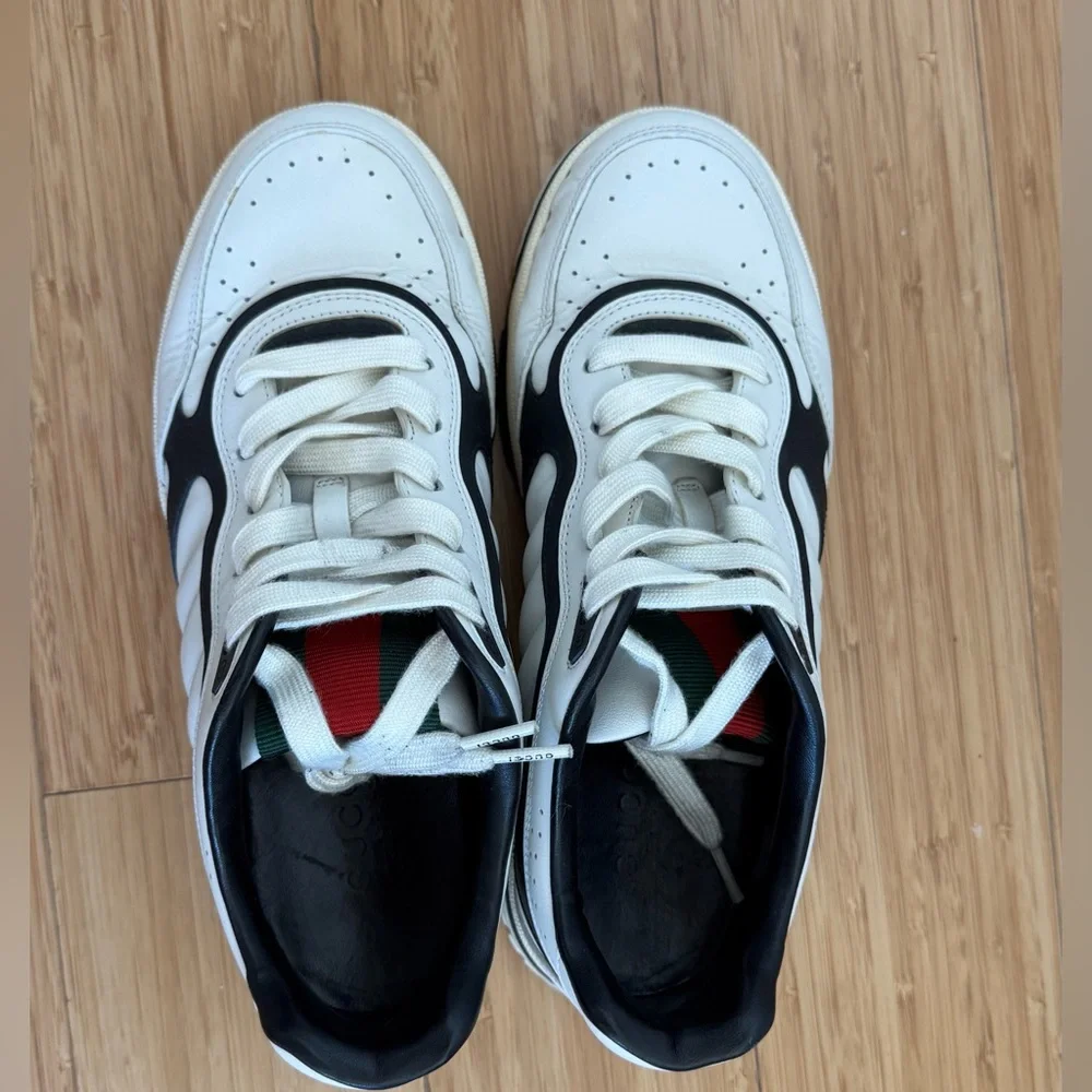 Gucci White and Black Men's Sneakers, real leather, size us 6,5 eu 40